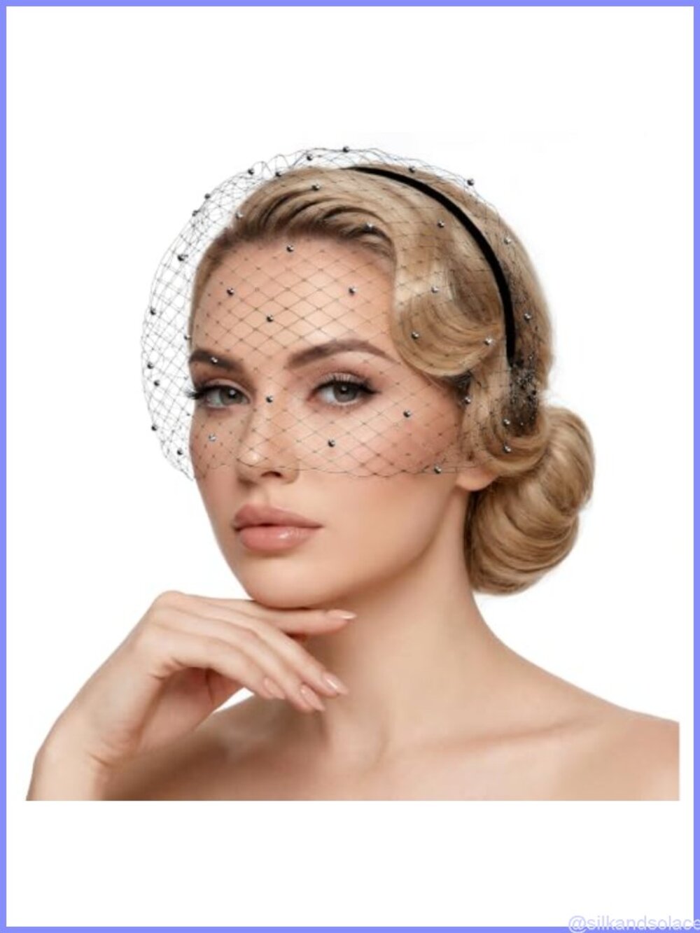 Birdcage Veil Headband with Rhinestones 1920s Fascinator for Wedding Tea Party